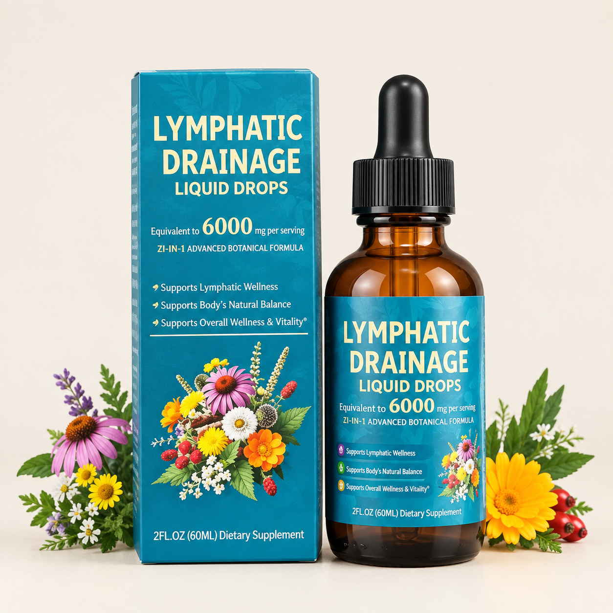 Lucenwell Lymphatic Drainage Drops: Reduce Bloating & Puffiness, 60ml