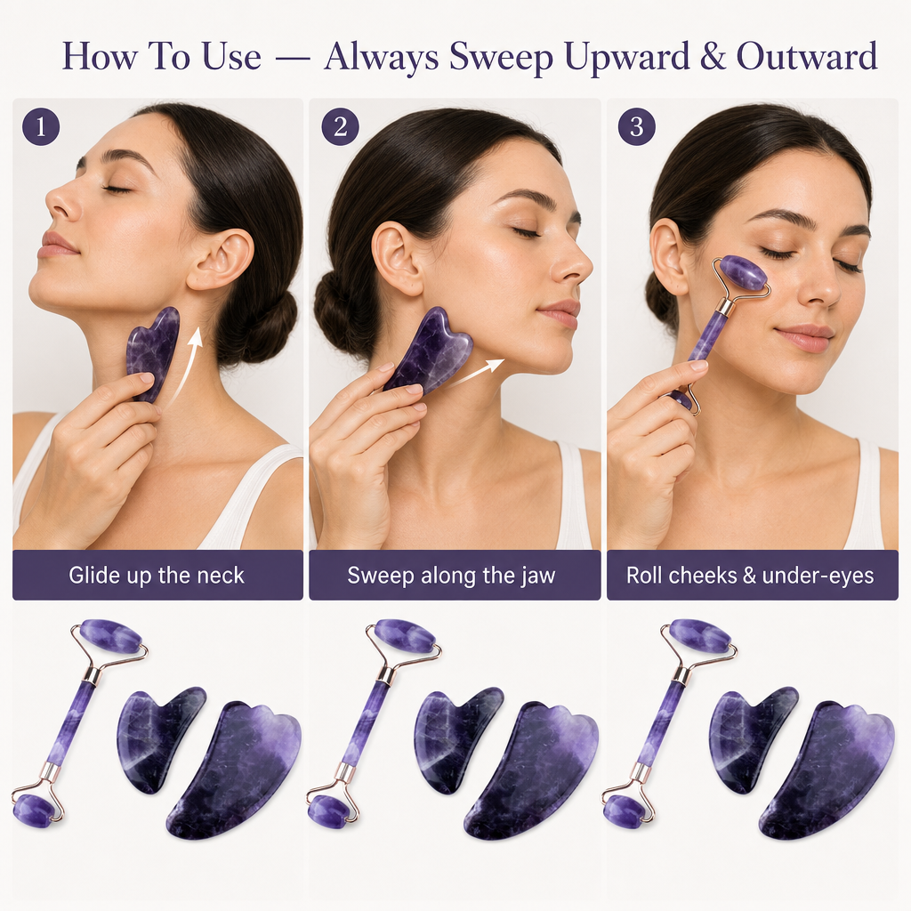 Amethyst Gua Sha + Roller Set